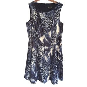 Connected Apparel Sleeveless Sheath Dress Blue White‎ Abstract Print Size 16